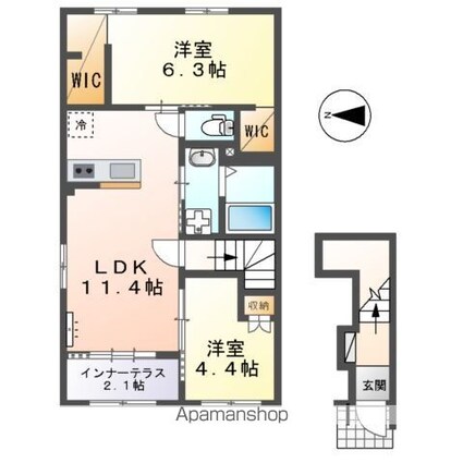 ）Ｌｉｇｈｔ　ｓｎｏｗ[2LDK/58.17m2]の間取図