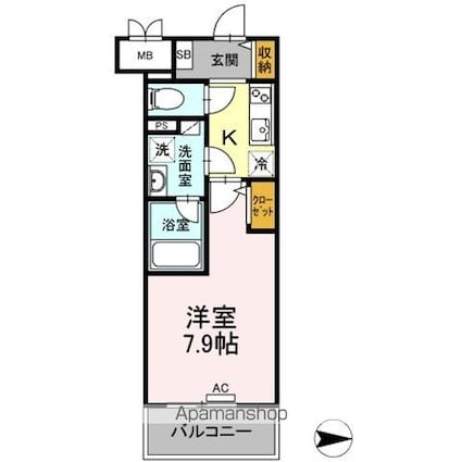 響[1K/27.47m2]の間取図
