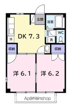 グリーンヒルズ[2DK/40.57m2]の間取図