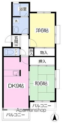 リバーサイド東石井[2DK/52.22m2]の間取図
