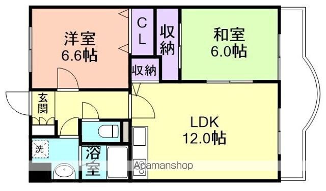 和歌山県和歌山市六十谷[2LDK/55.78m2]の間取図