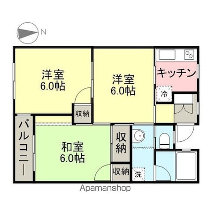 マンションさくらＡ棟[3K/60.12m2]の間取図