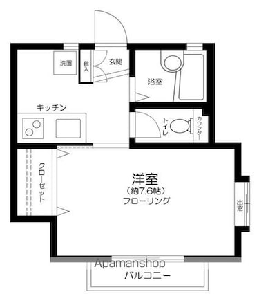 ルーブル新川[1K/24.06m2]の間取図