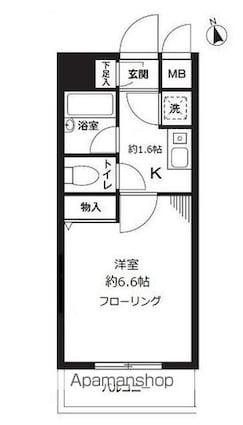 フォロス中村橋[1K/20.16m2]の間取図