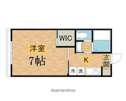 メルベーユＣ棟[1K/24.5m2]の間取図
