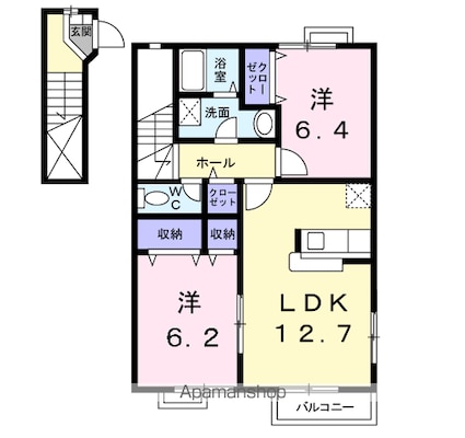 グラン　ヴェルジェＢ[2LDK/63.3m2]の間取図