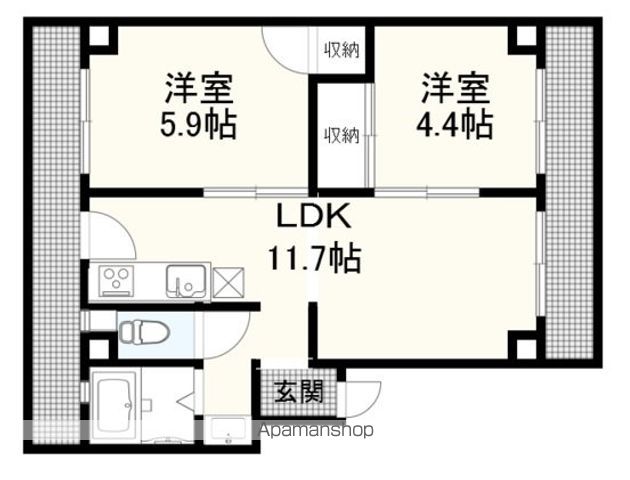 和歌山市和歌浦東のマンションの間取り