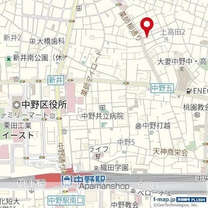 東京都中野区上高田２丁目[1R/17.92m2]の周辺