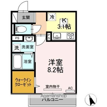 ロワジール[1K/32.07m2]の間取図