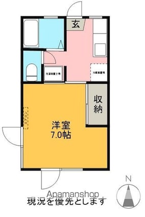 真壁アパート[1K/23.2m2]の間取図