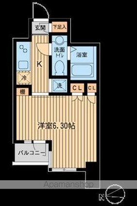 ＫＤＸレジデンス東新宿[1K/21.36m2]の間取図