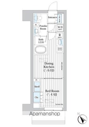 ライオンズフォーシア築地ステーション[1DK/26.97m2]の間取図