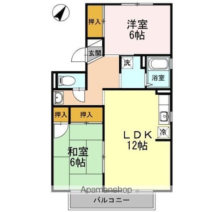 エステート西中　Ａ棟[2LDK/57.93m2]の間取図