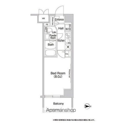 東京都新宿区新宿５丁目[1K/25.02m2]の間取図