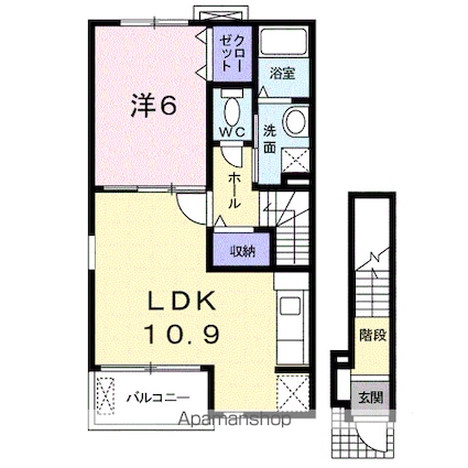 ラ・メール　Ⅱ[1LDK/44.39m2]の間取図