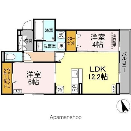 フレッチェ・ボスコＶＩＩＩ[2LDK/54.36m2]の間取図