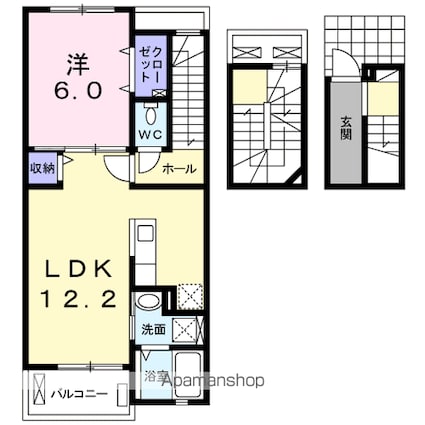 グランソレイユ[1LDK/52.99m2]の間取図