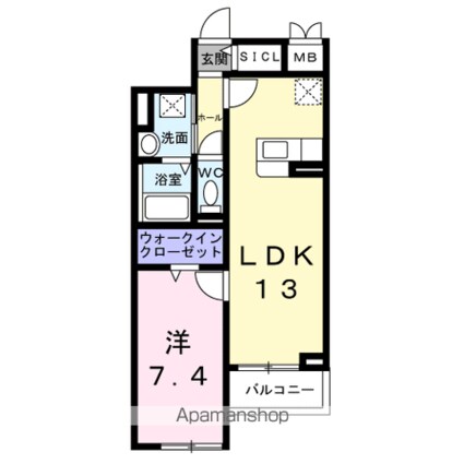 アンソレイユ[1LDK/48.06m2]の間取図