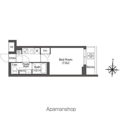 エスタート亀有[1K/22.21m2]の間取図