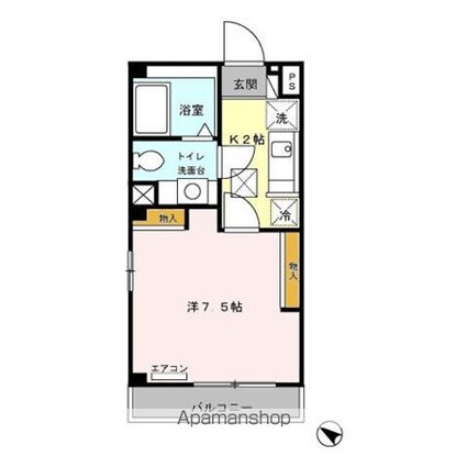 氷川台ヒルズ[1K/23.98m2]の間取図
