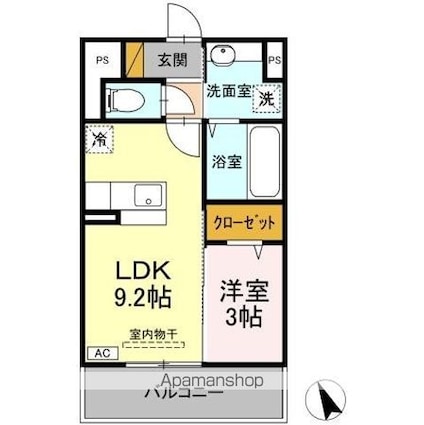 茨城県水戸市東原２丁目[1LDK/33.62m2]の間取図