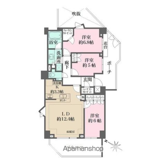 パークハウスフォレストリエ[3LDK/74.85m2]の間取図