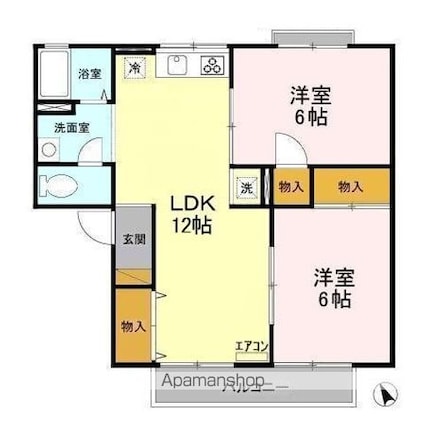 サニーコートおゆみ野[3DK/53.49m2]の間取図