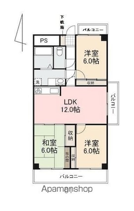 クレスト三条[3LDK/66.34m2]の間取図
