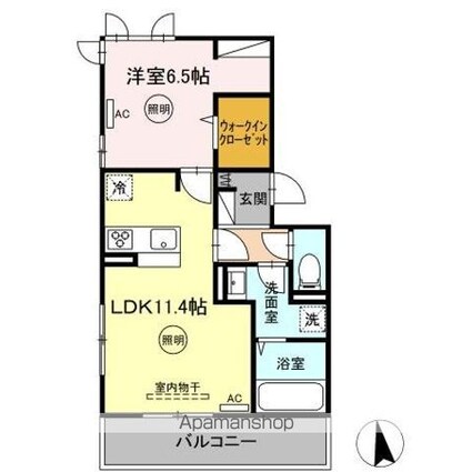 ボヌールＫ[1LDK/44.21m2]の間取図
