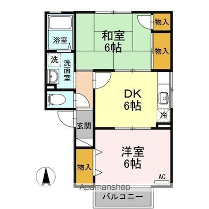 シャルム・石手[2DK/44.15m2]の間取図