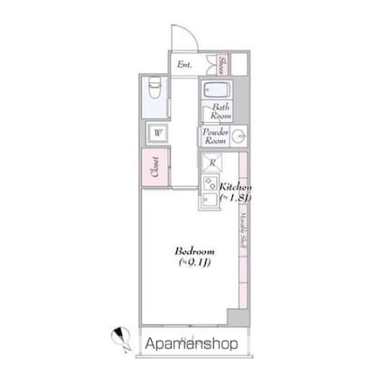 東京都新宿区神楽坂３丁目[1K/34.74m2]の間取図