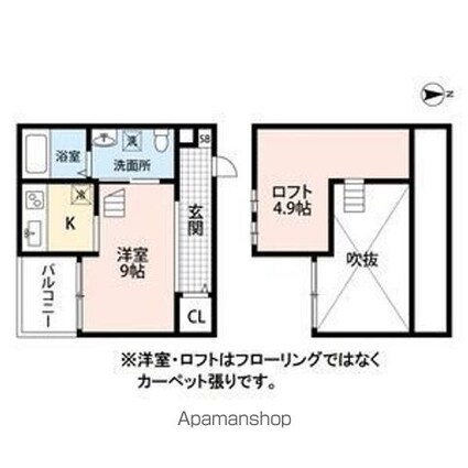 ベーセーベージェー[1K/20.36m2]の間取図