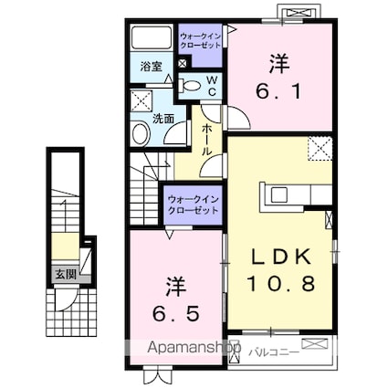 ウッド　ブロスガーデン[2LDK/57.65m2]の間取図