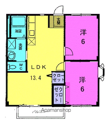 熊本県八代市田中西町[2LDK/52.99m2]の間取図