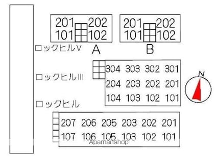ロックヒルⅢ[3DK/56.25m2]の配置図