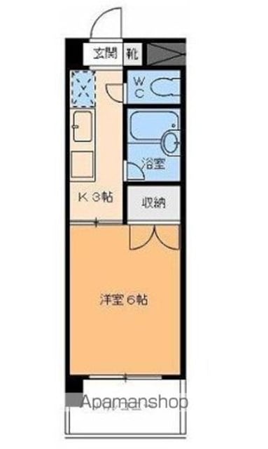 愛媛県松山市緑町１丁目[1K/19.8m2]の間取図