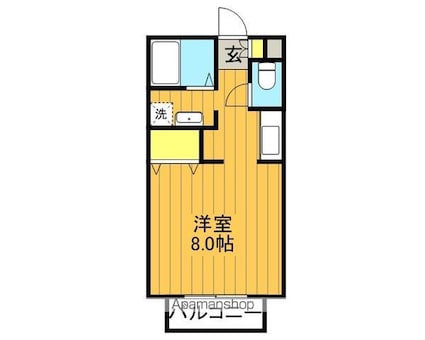 パセオ賀庄Ａ[1K/26.49m2]の間取図