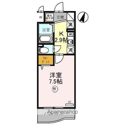 アースマーシーマンション[1K/22.9m2]の間取図
