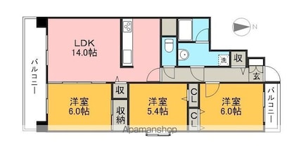 シャオリーコート[3LDK/70.28m2]の間取図
