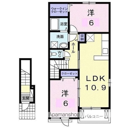ルーベル春日Ａ[2LDK/57.21m2]の間取図