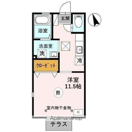 コンソラトゥール[1R/26.41m2]の間取図