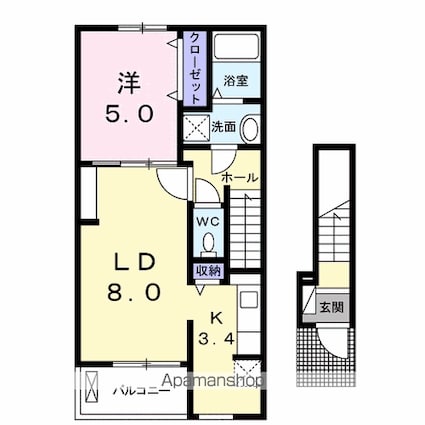 グランディール沖洲　Ｂ[1LDK/42.28m2]の間取図