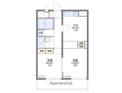 レオパレスプレシア[2DK/39.74m2]の間取図