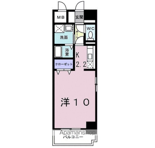 グランジュネッス[1K/31.76m2]の間取図