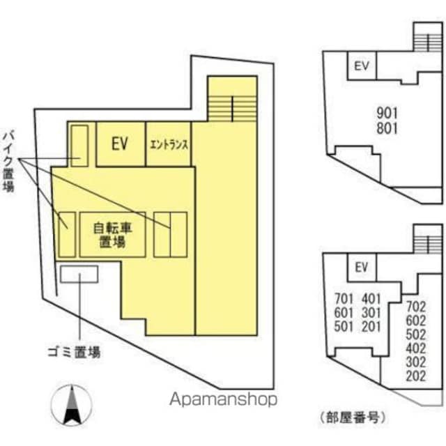 ランズ池袋[1K/25.37m2]の配置図