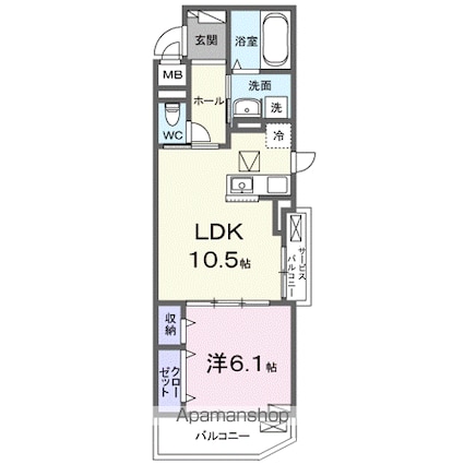 ラクーン守山[1LDK/41.88m2]の間取図