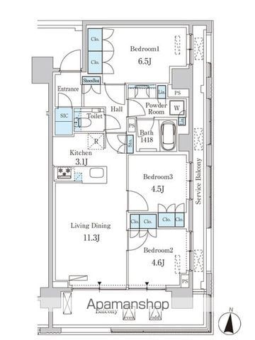 大田区東矢口のマンションの間取り