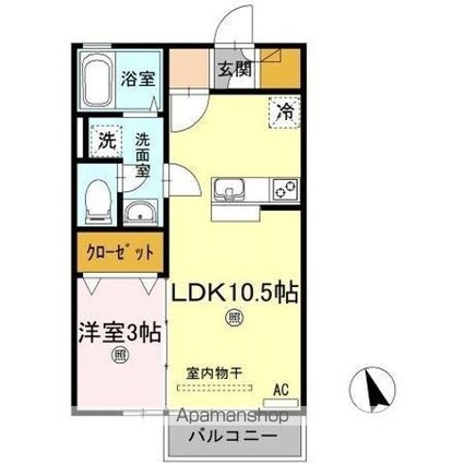 リビングタウン伏石Ⅱ[1LDK/33.39m2]の間取図