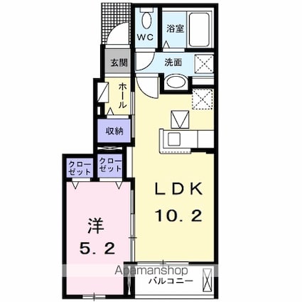 東京都八王子市弐分方町[1LDK/38.01m2]の間取図
