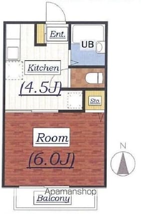 東京都目黒区自由が丘２丁目[1K/20.8m2]の間取図